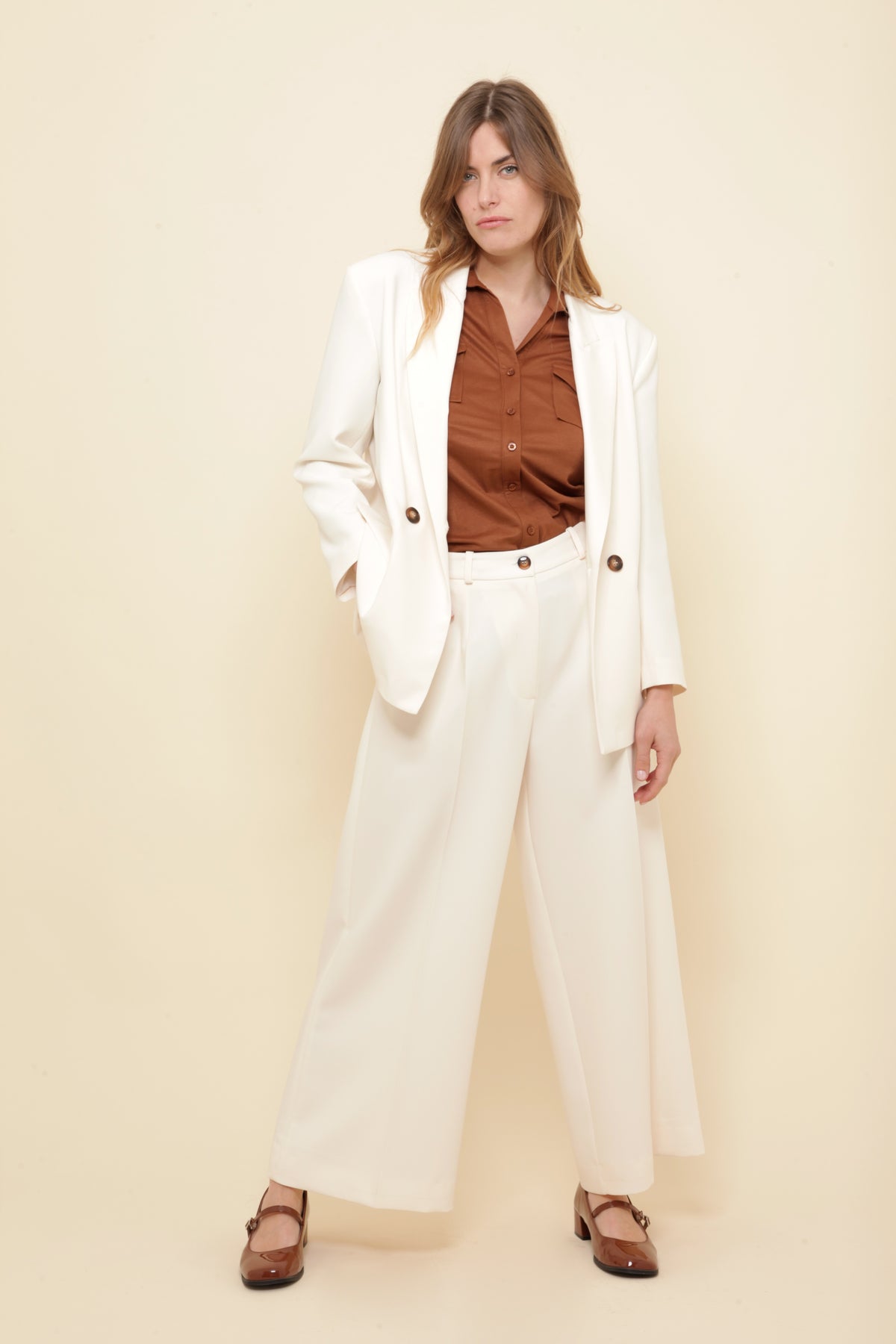 Pantalon Large Écru – Coupe Oversize