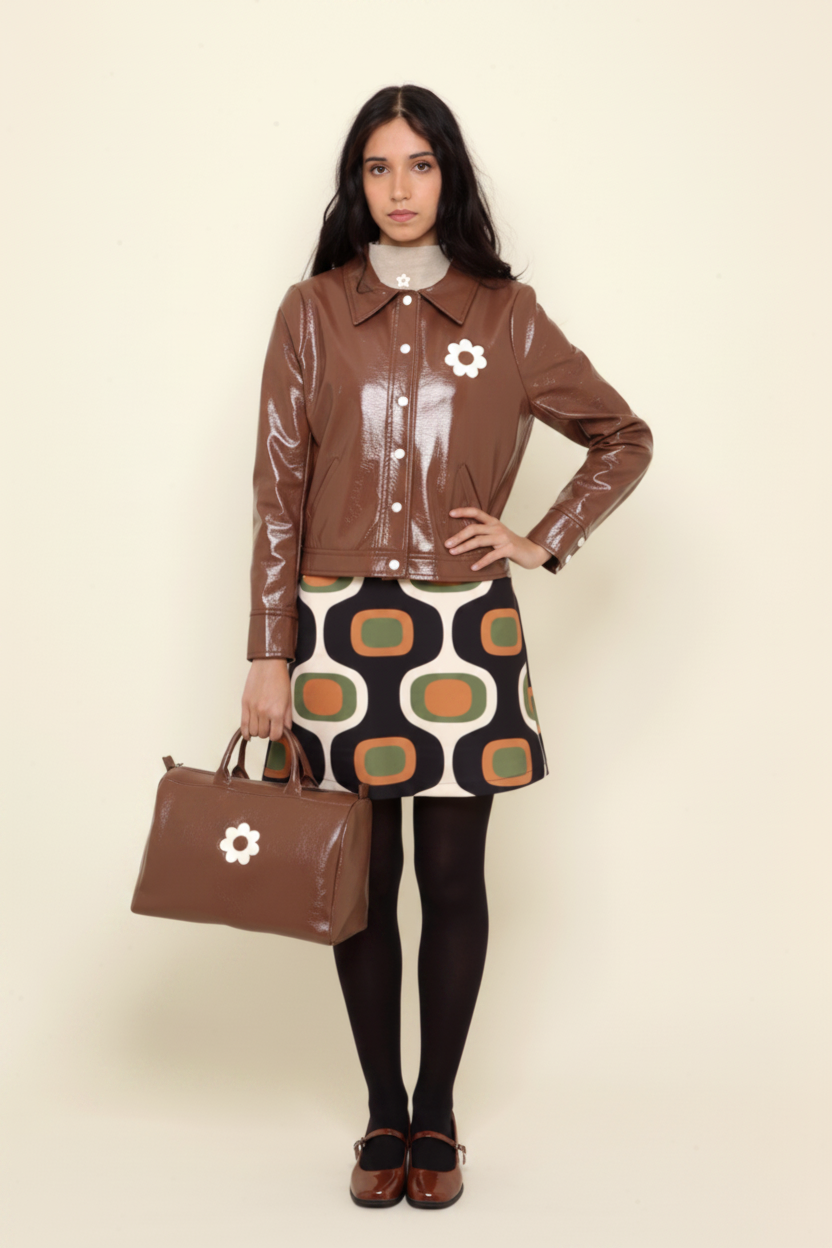 Blouson Hippocampe Marron chocolat - studio avec sac