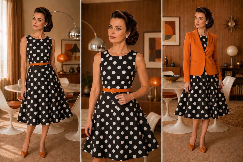 Robe à pois noire trois quarts – HAFTER MODE