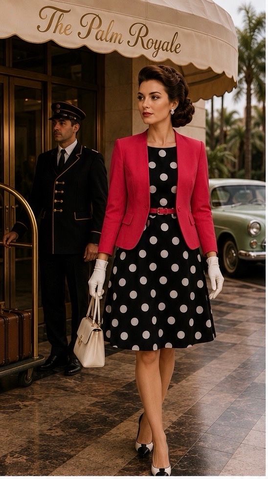 Robe à pois noire coupe évasée rétro face – HAFTER MODE