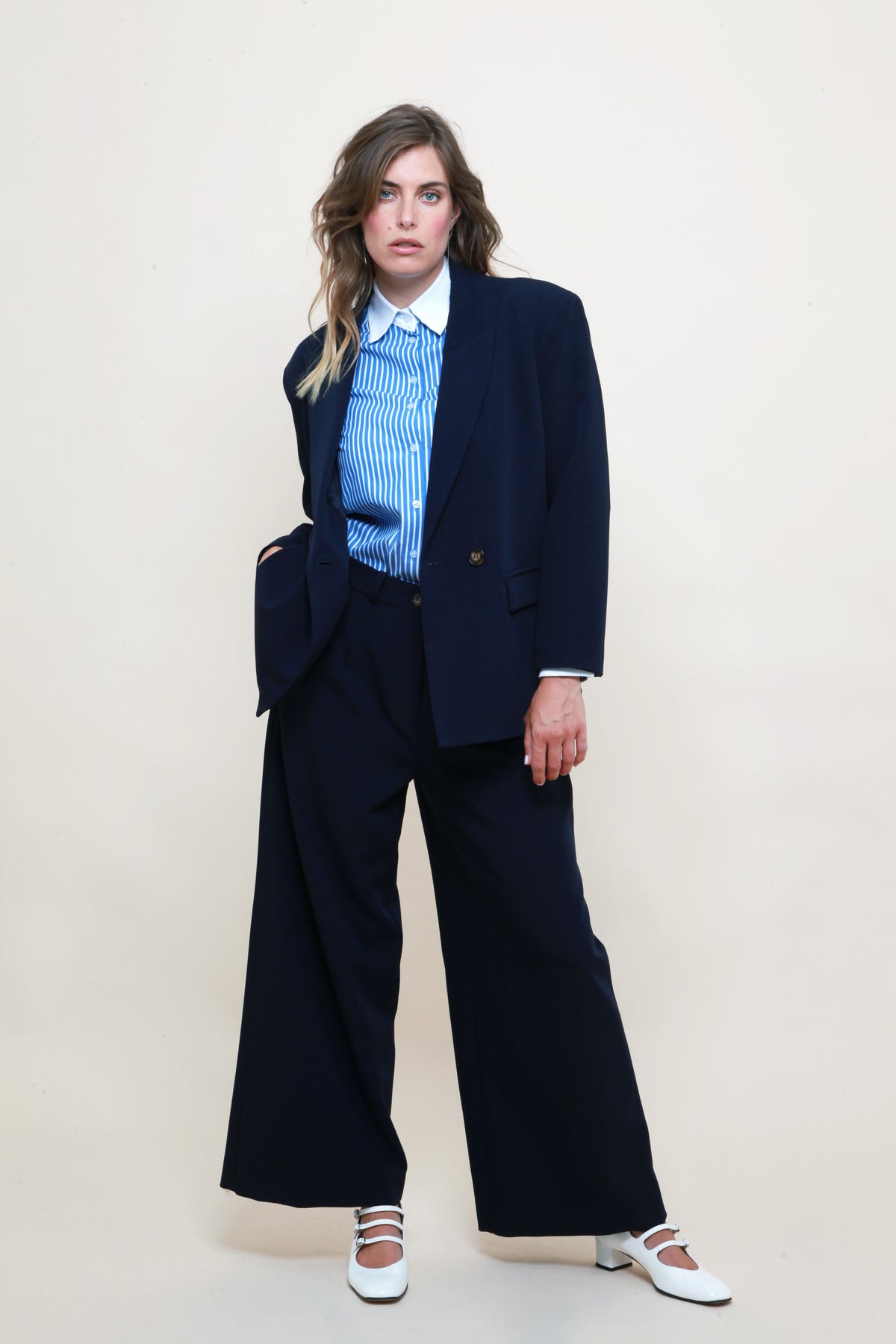 Blazer Bleu Marine – Coupe Oversize