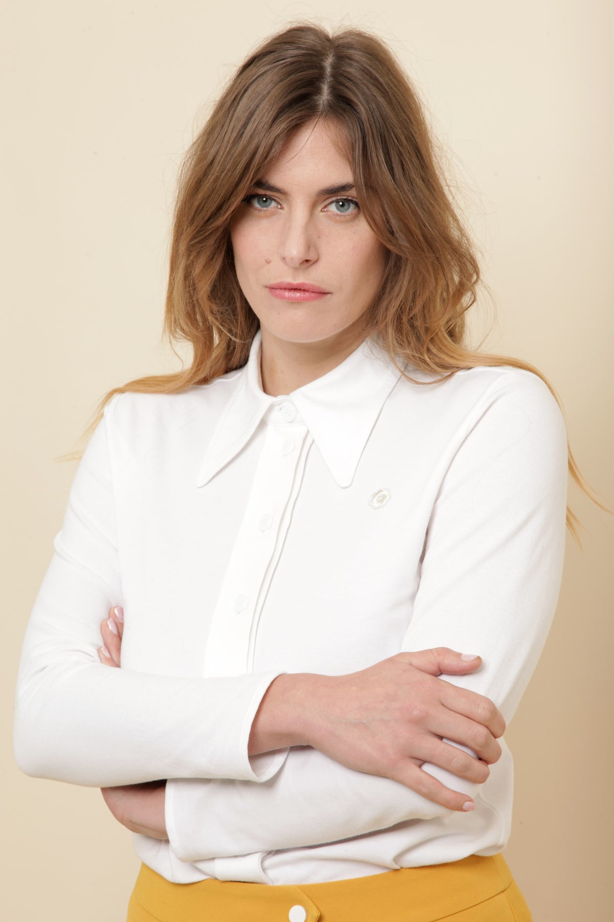 Chemise Polo Effet Maille – Blanc