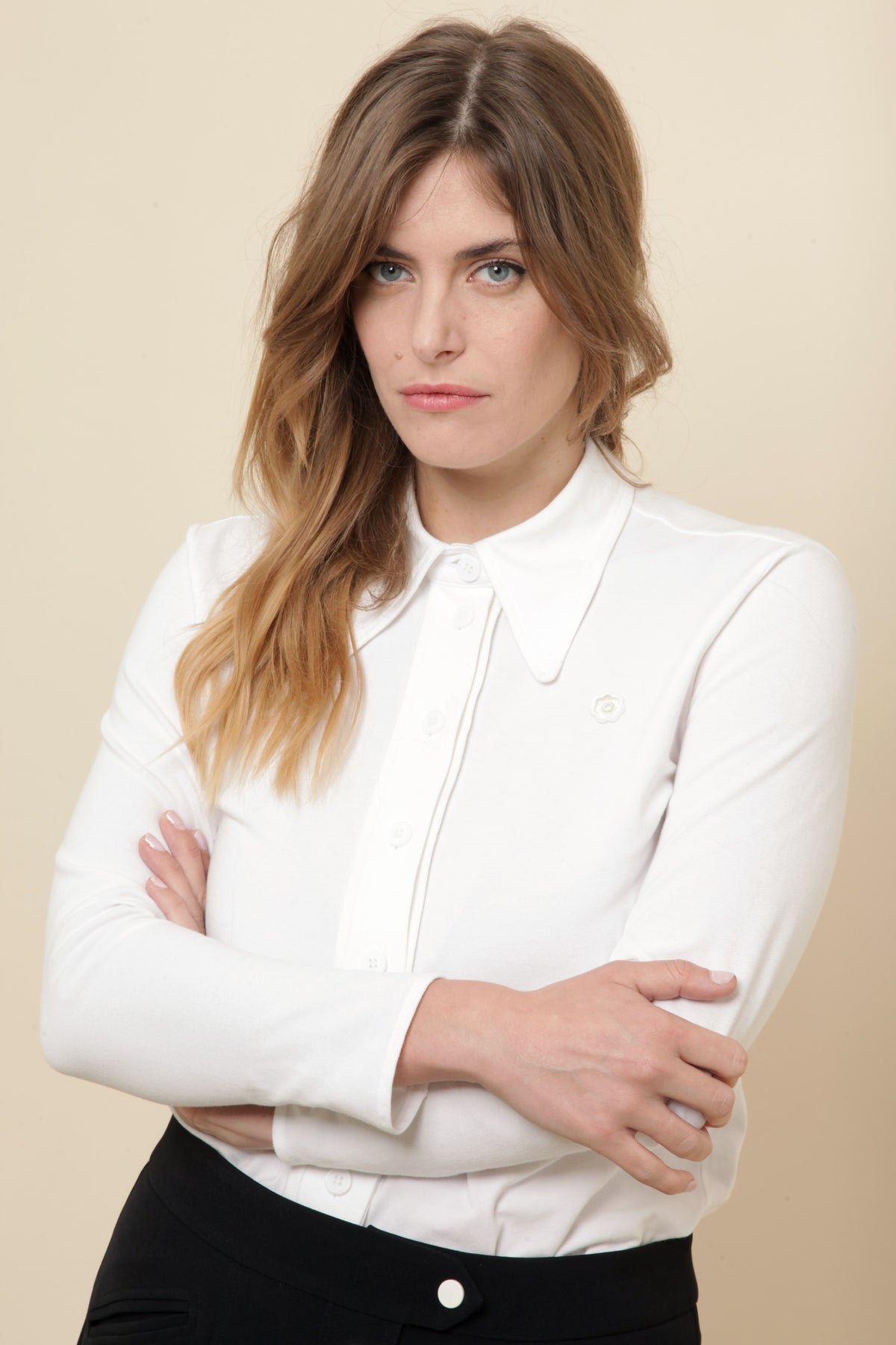 Chemise Polo Effet Maille – Blanc
